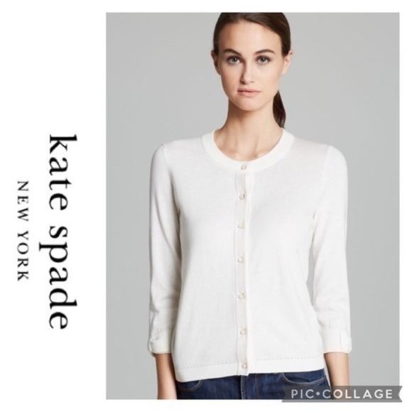 kate spade Sweaters - Kate Spade | Somerset Bow 3/4 Sleeve Cardigan~L
